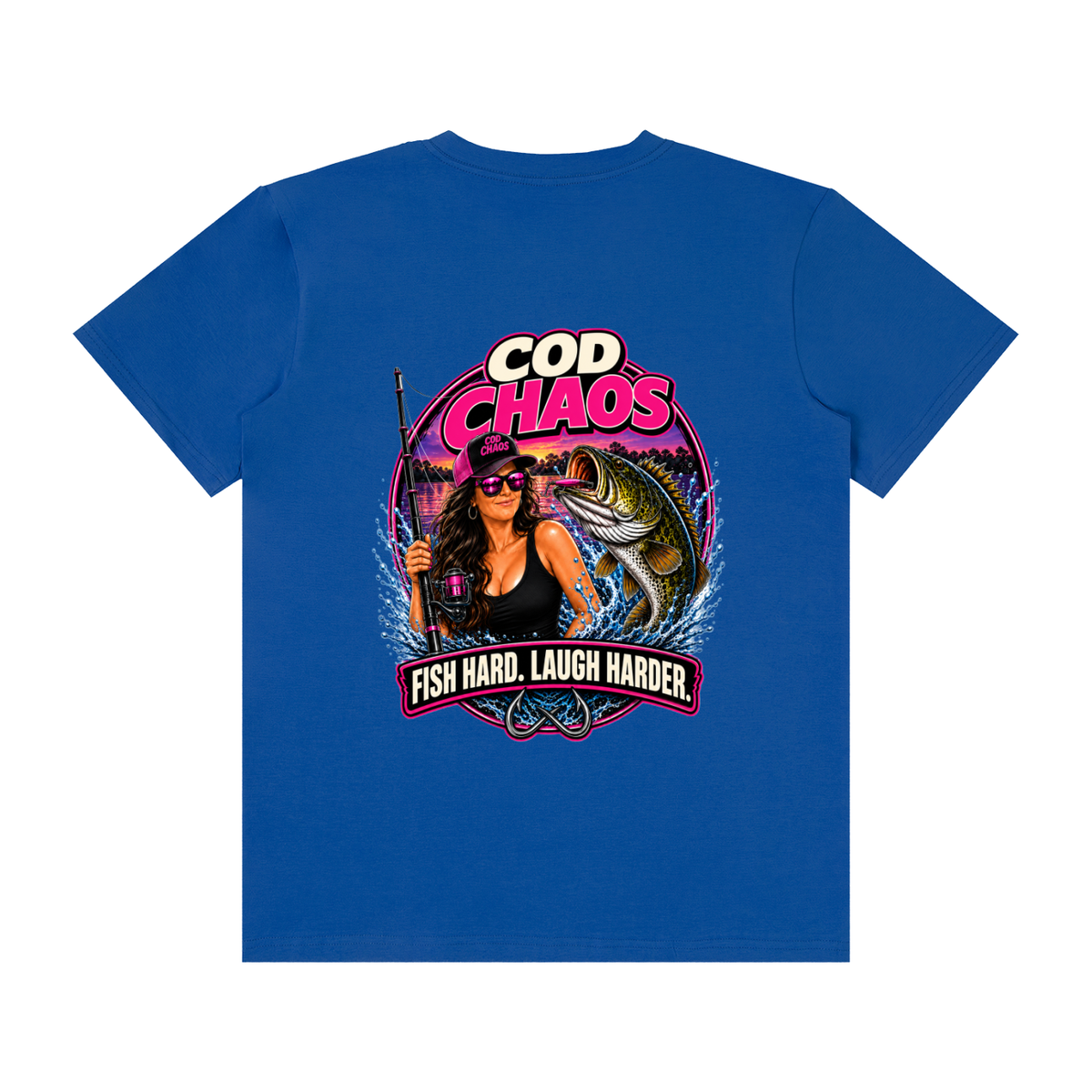 Womens COD CHAOS FISH HARD, LAUGH HARDER