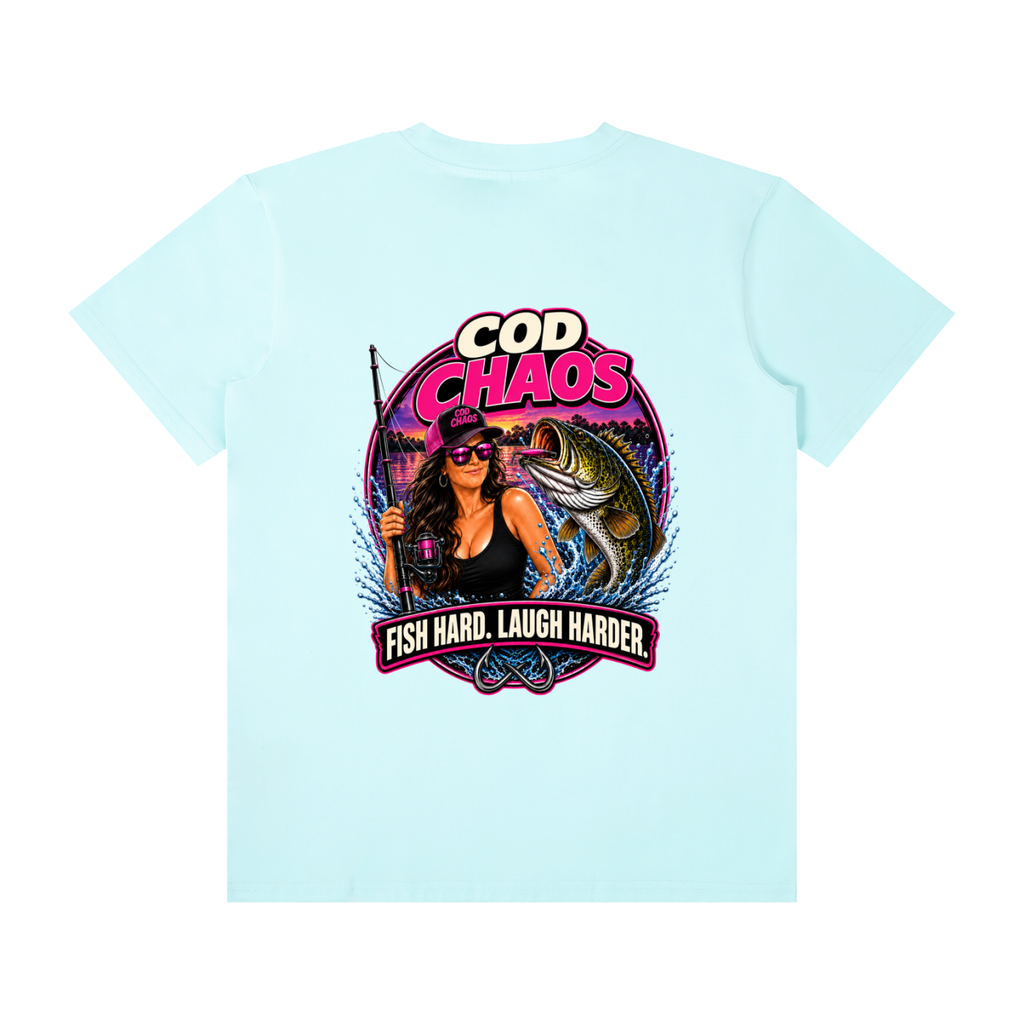 Womens COD CHAOS FISH HARD, LAUGH HARDER