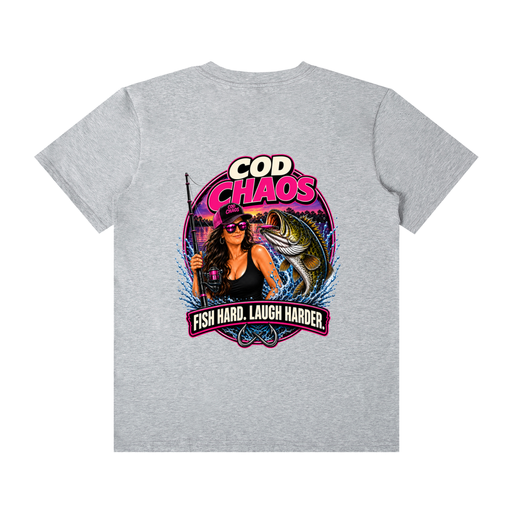 Womens COD CHAOS FISH HARD, LAUGH HARDER